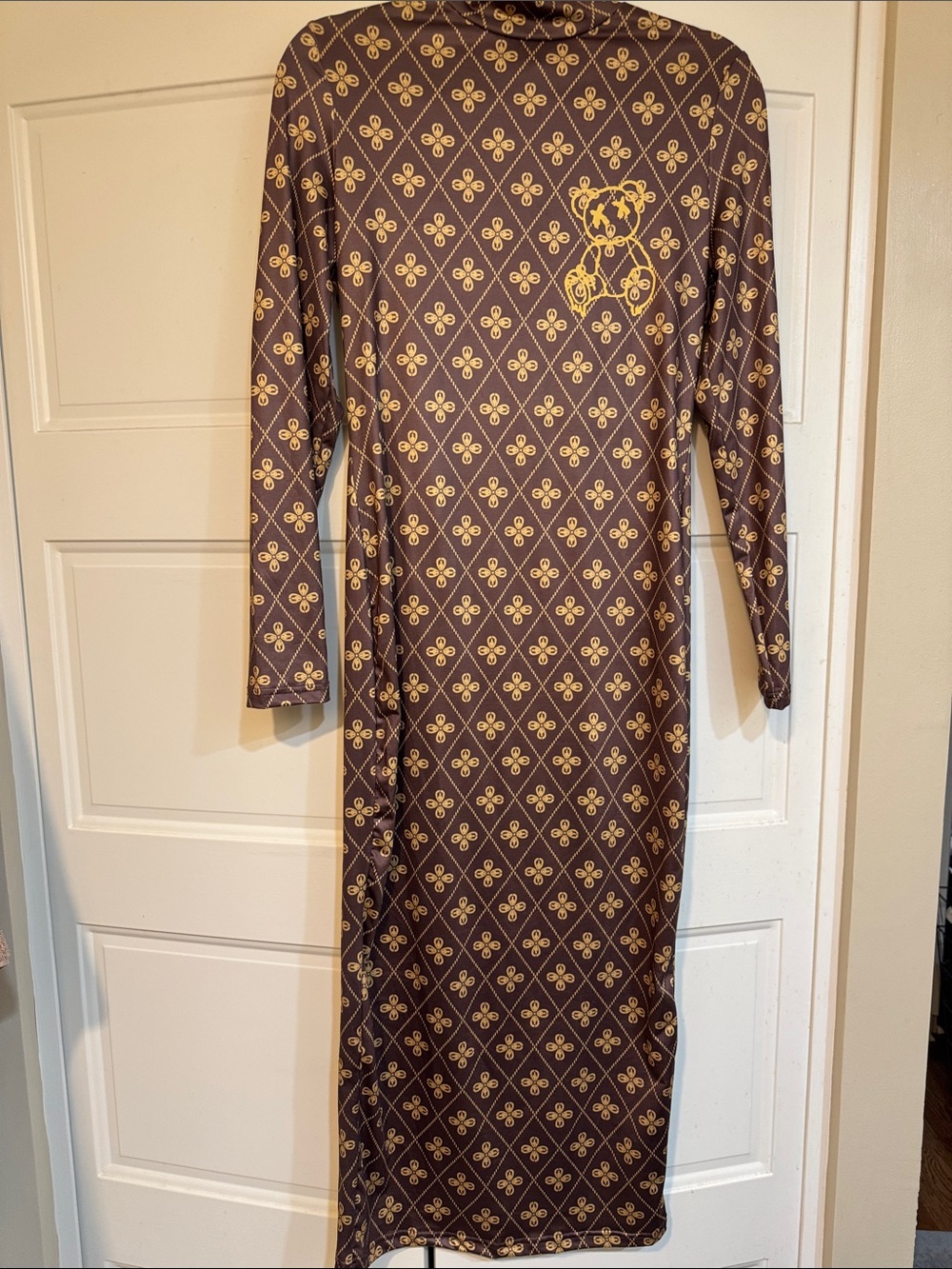 SHEIN Brown Maxi Dress with Gold Motif